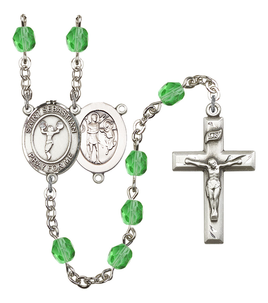 Saint Sebastian and Cheerleading Rosary with Peridot Beads