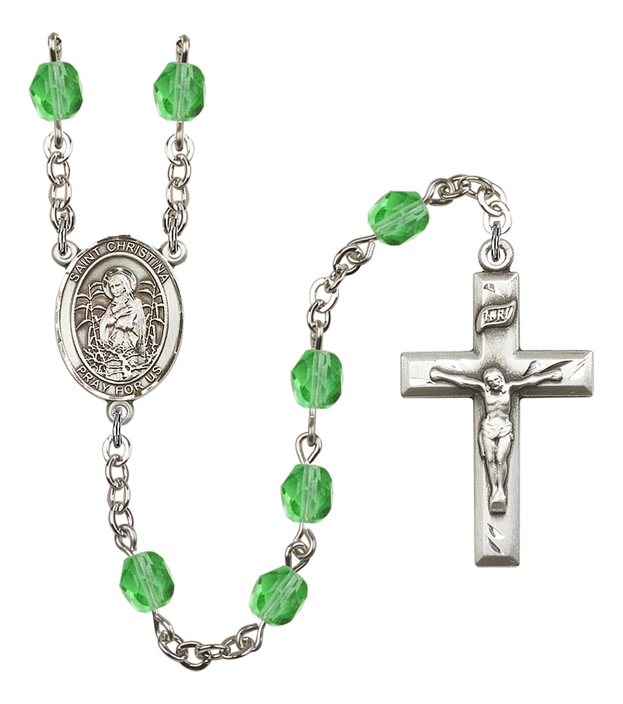 Saint Christina the Astonishing Engravable Rosary with Peridot Beads