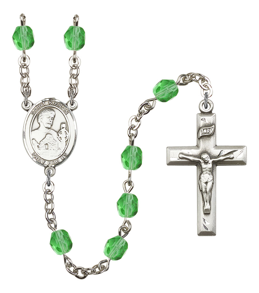 Saint Kieran Engravable Rosary with Peridot Beads