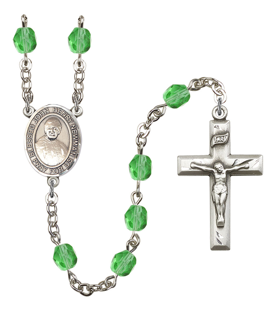Blessed John Henry Newman Engravable Rosary with Peridot Beads