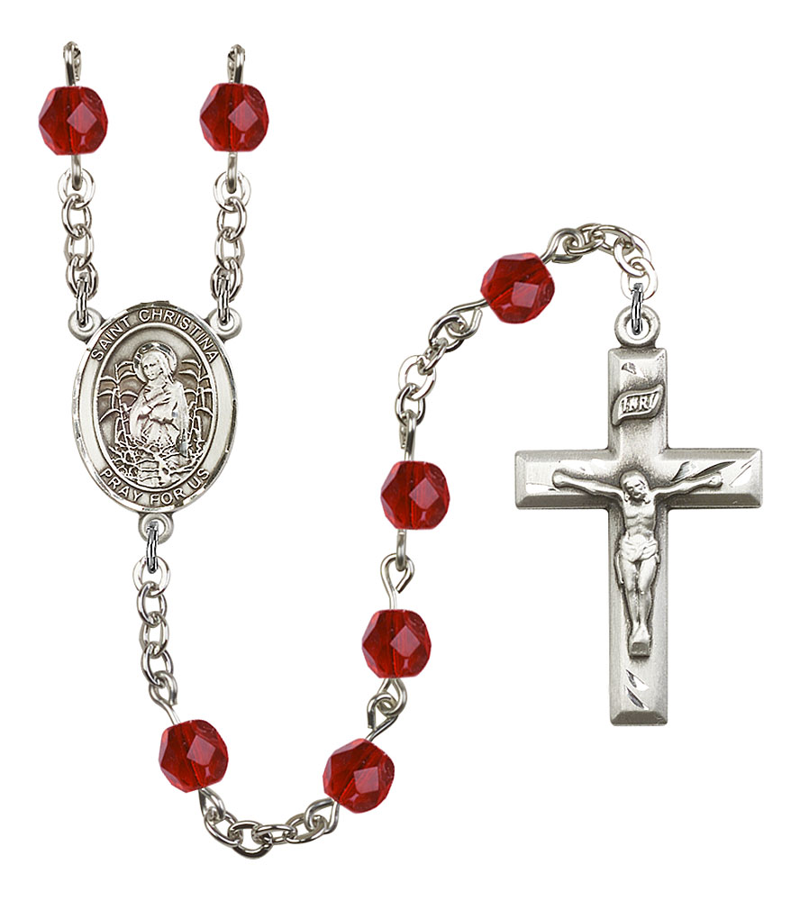 Saint Christina the Astonishing Engravable Rosary with Ruby Beads