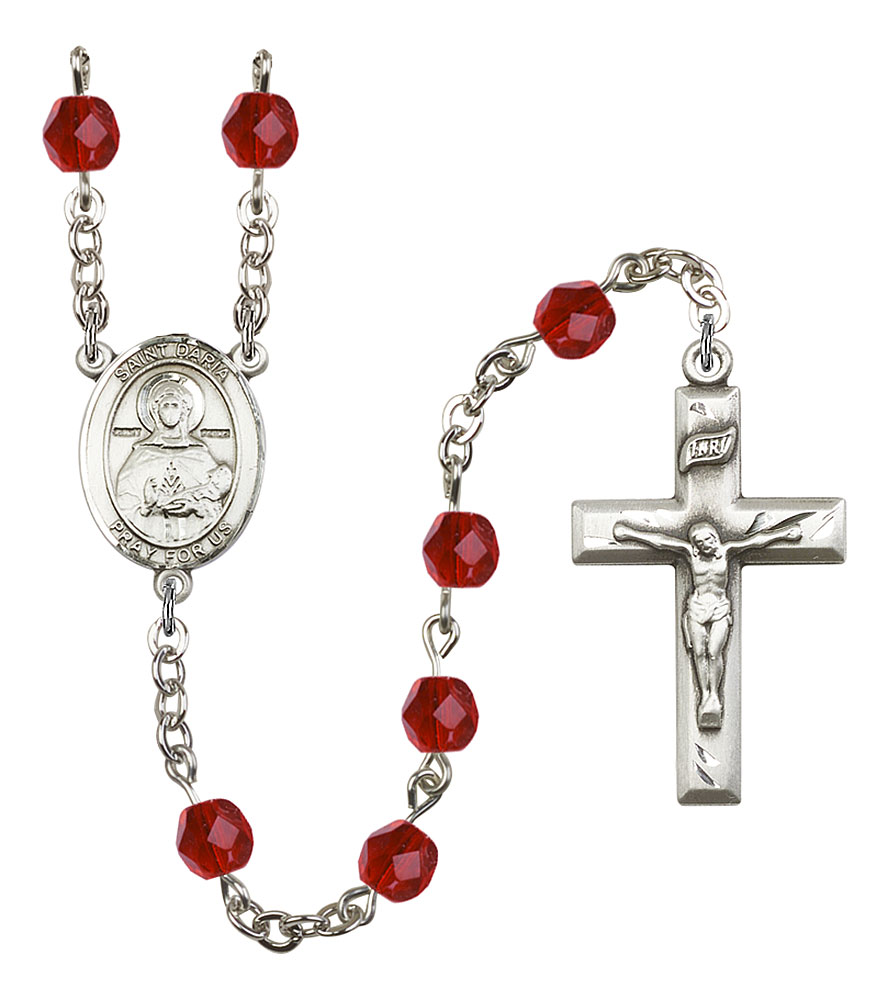 Saint Daria Engravable Rosary with Ruby Beads