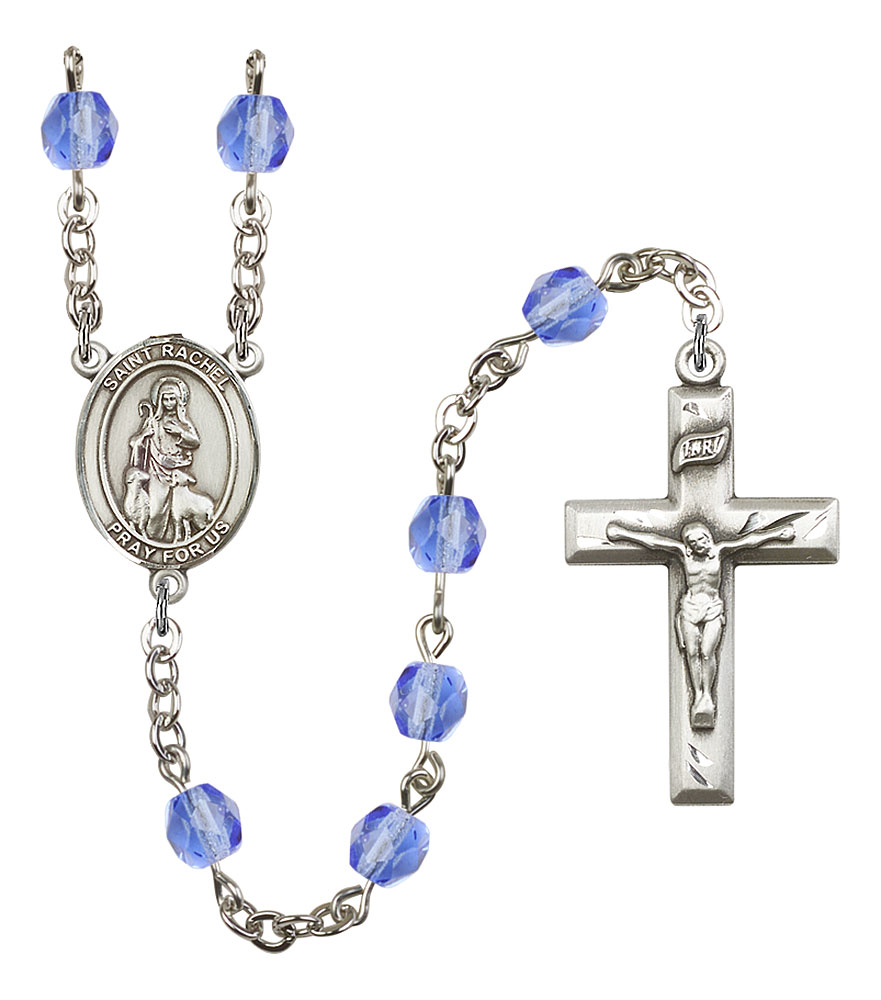 Saint Rachel Engravable Rosary with Sapphire Beads