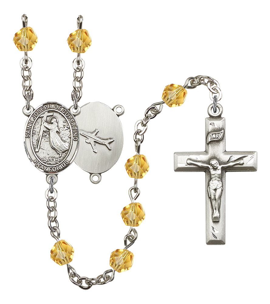 Saint Joseph of Cupertino Rosary with Topaz Beads