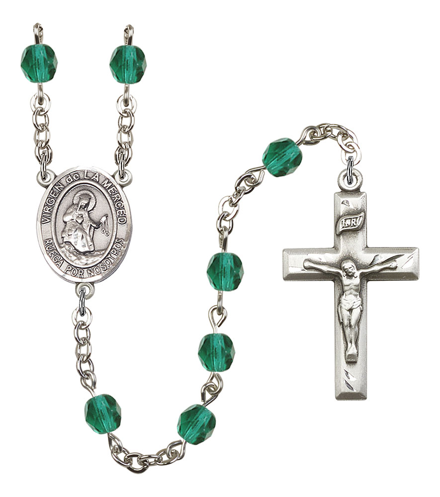 Virgen de la Merced Engravable Rosary with Zircon Beads