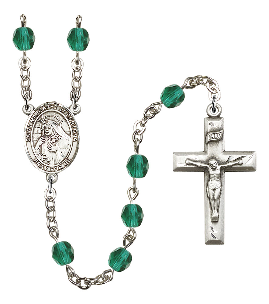 Saint Margaret of Cortona Engravable Rosary with Zircon Beads