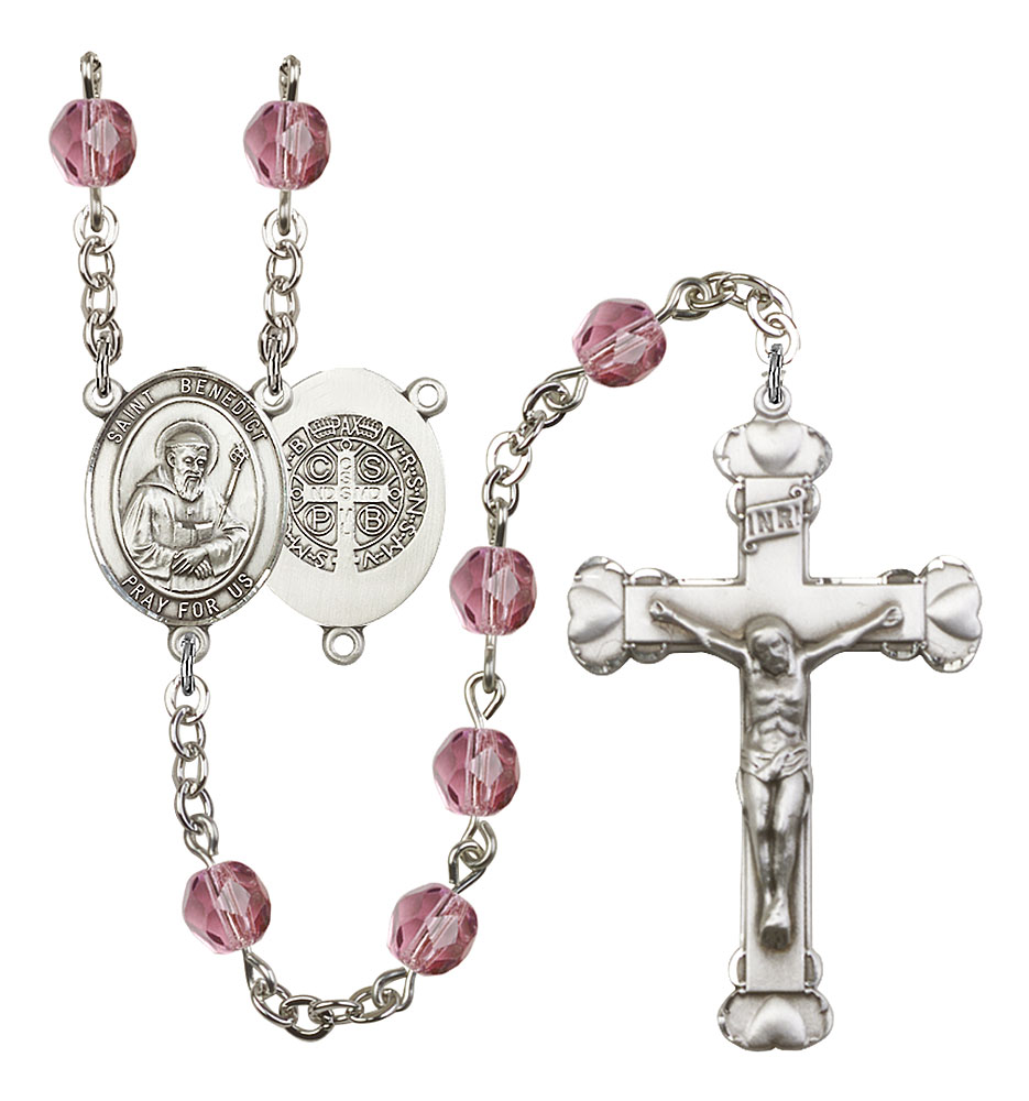 Saint Benedict Rosary with Amethyst Beads
