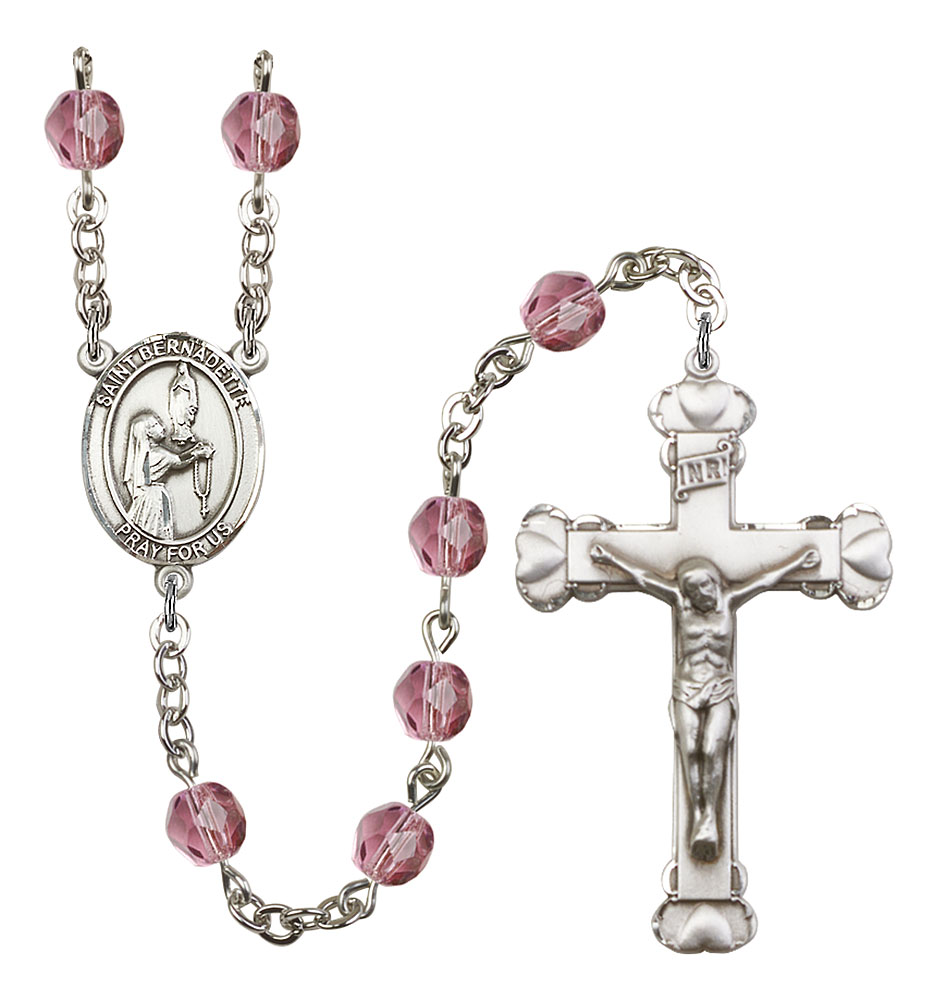 Patron Saint Sailors/Mariners The centerpiece features a St Silver Plate Rosary features 6mm Amethyst Fire Polished beads The Crucifix measures 1 5/8 x 1 Brendan the Navigator medal