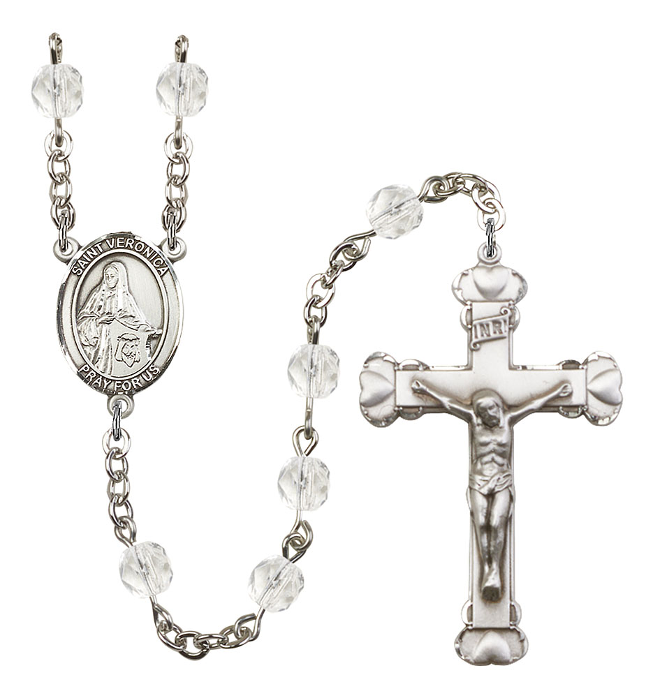 Saint Veronica Engravable Rosary with Crystal Beads