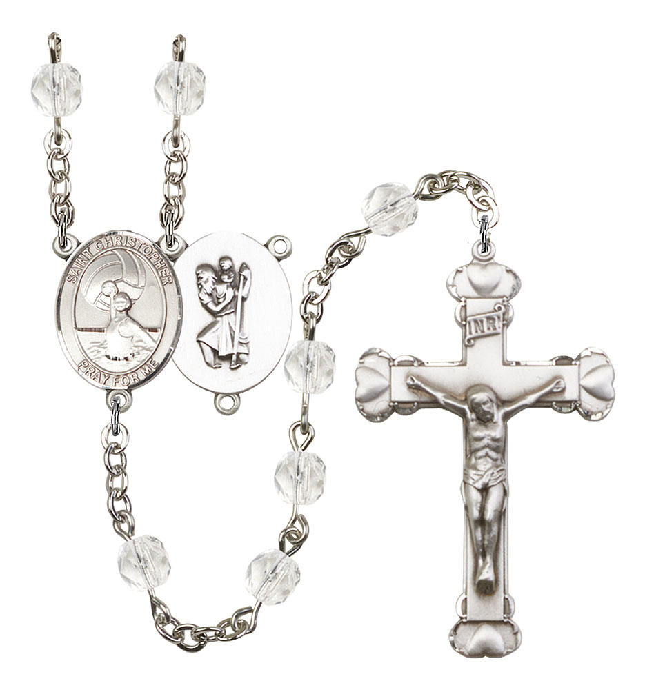 Saint CHRISTOPHER and Water Polo-Women Rosary with Crystal Beads