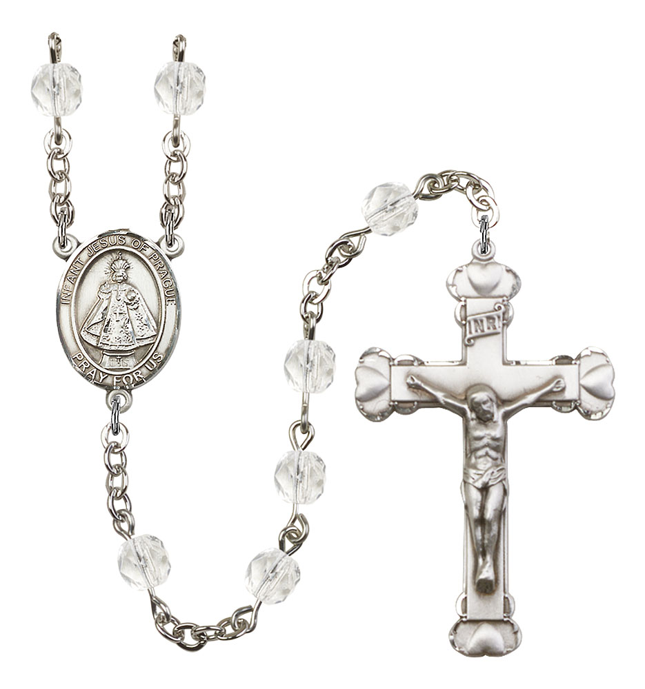 Infant of Prague Engravable Rosary with Crystal Beads