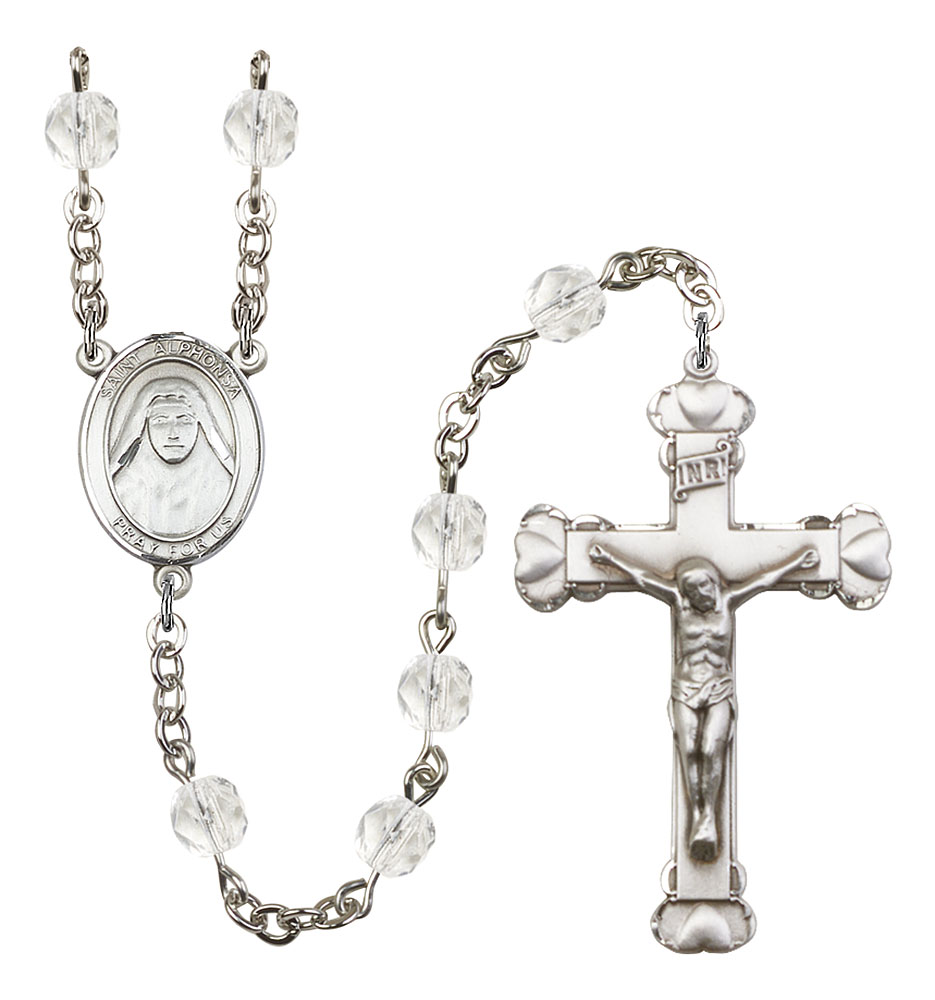 Saint Alphonsa of India Engravable Rosary with Crystal Beads