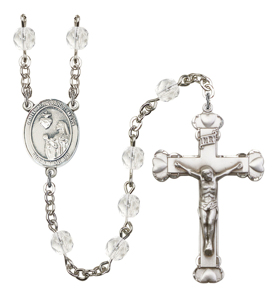 Saint Margaret Mary Alacoque Engravable Rosary with Crystal Beads