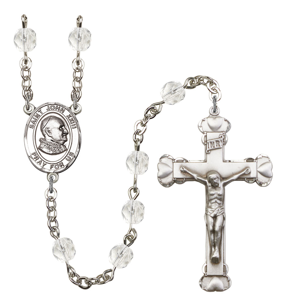 Saint John XXIII Engravable Rosary with Crystal Beads