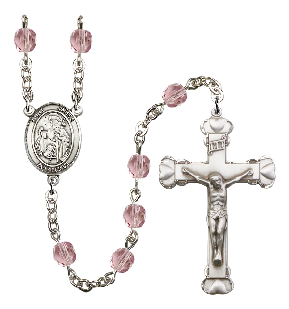 Saint James the Greater Engravable Rosary with Light Amethyst Beads