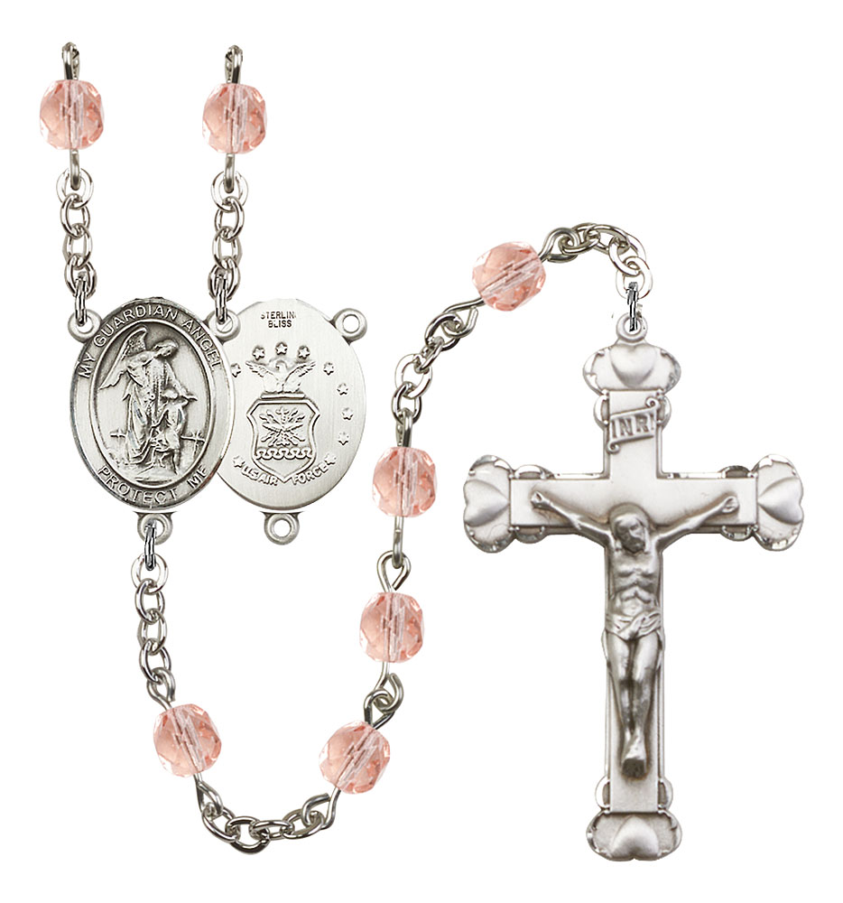 Guardian Angel and Air Force Rosary with Pink Beads