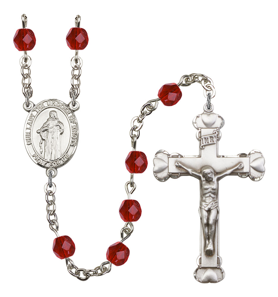 Our Lady the Undoer of Knots Engravable Rosary with Ruby Beads