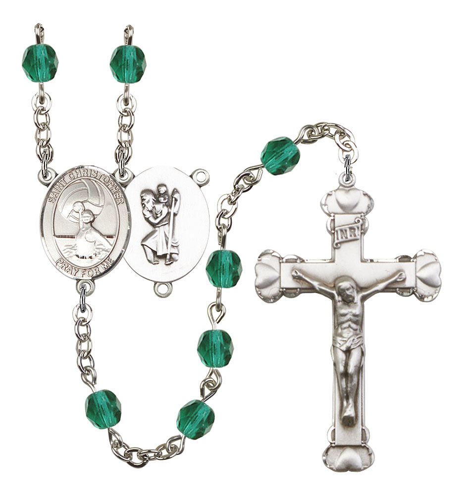Saint CHRISTOPHER and Water Polo-Women Rosary with Zircon Beads