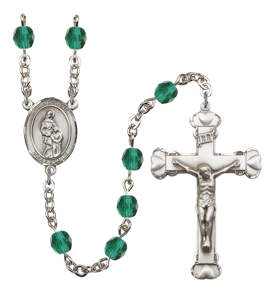 Saint Anne Engravable Rosary with Zircon Beads