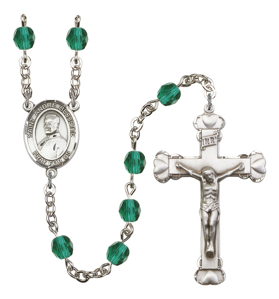 Saint Andre Bessette Engravable Rosary with Zircon Beads
