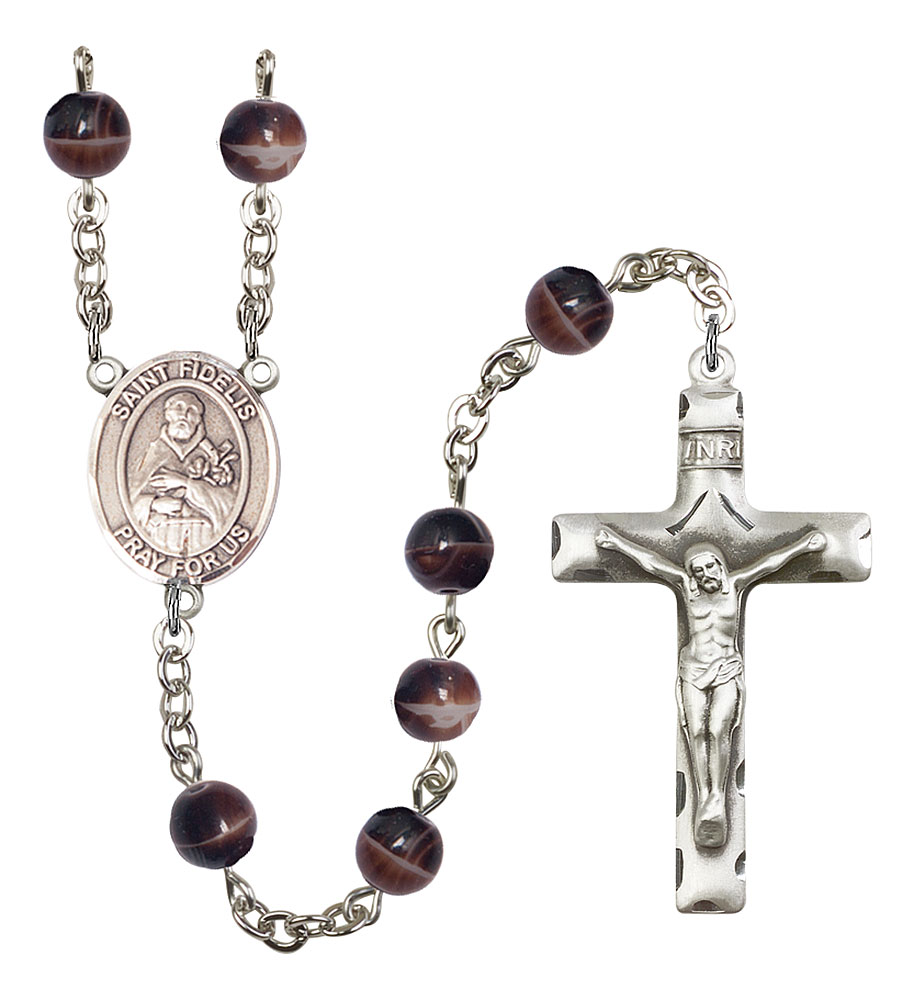 Saint Fidelis Engravable Rosary with Brown Beads