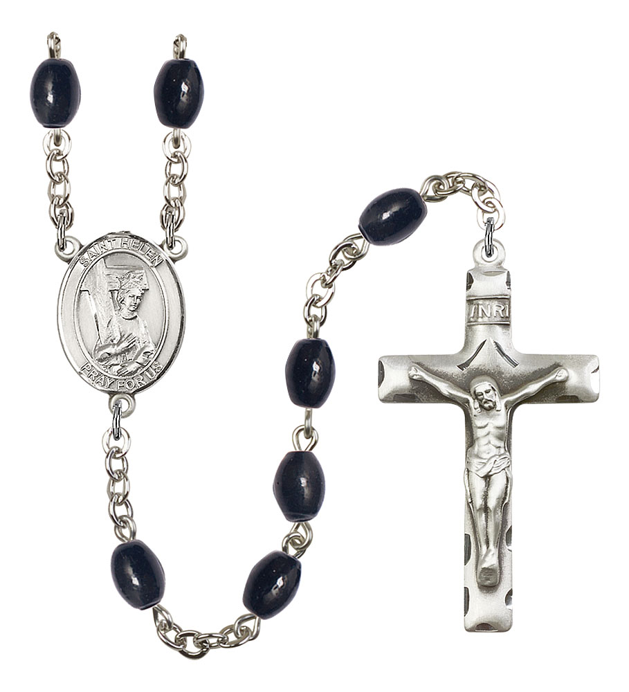Saint Helen Engravable Rosary with 8X6mm Black Onyx Beads