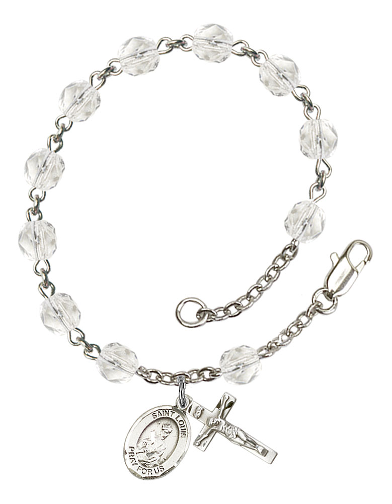 Saint Louis Engravable Rosary Bracelet with Crystal Beads