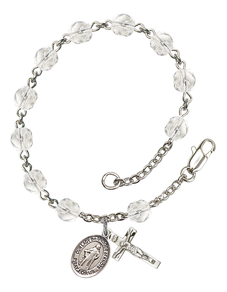 Our Lady the Undoer of Knots Engravable Rosary Bracelet with Crystal Beads