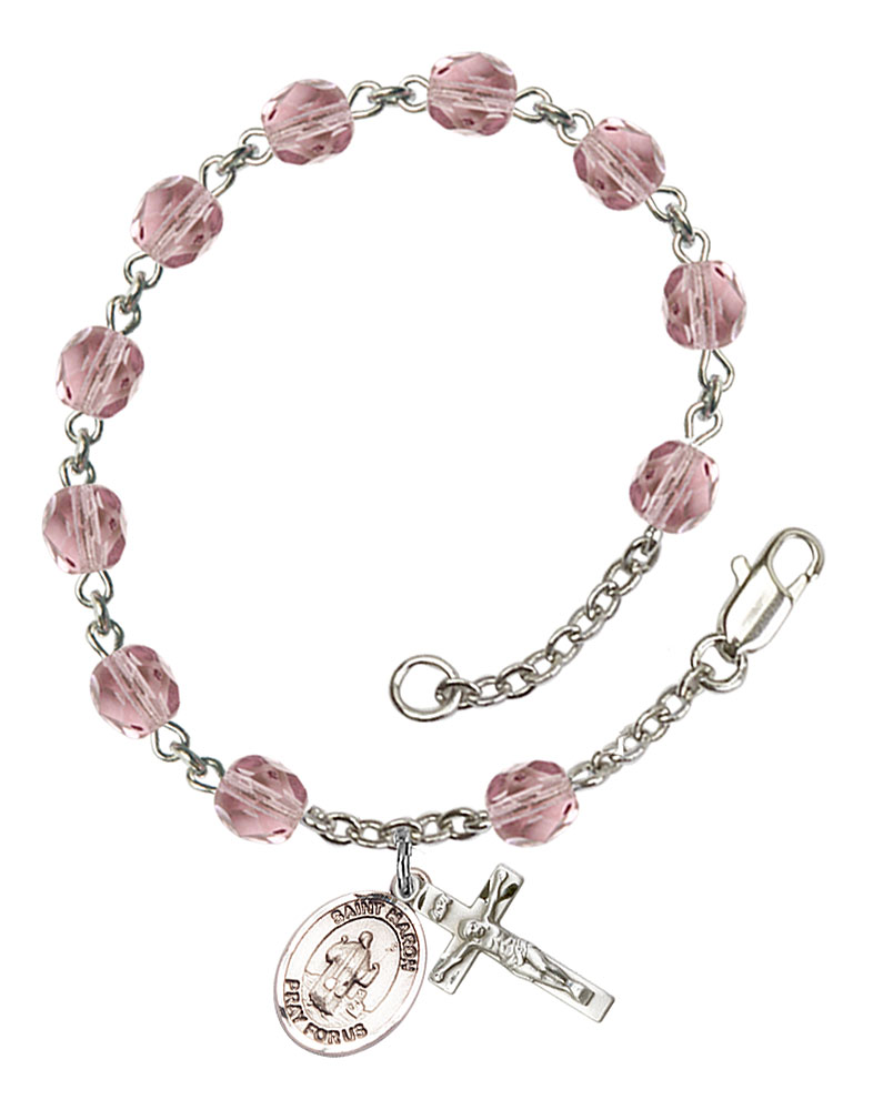 Saint Maron Engravable Rosary Bracelet with Lite Amethyst Beads