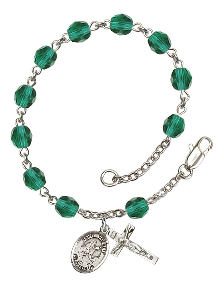 Saint Colette Engravable Rosary Bracelet with Zircon Beads