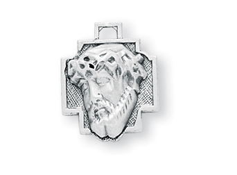 9/16-inch Sterling Silver Head of Christ Medal with 18-inch Chain