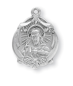 13/16-inch Sterling Silver Scapular Medal with 18-inch Chain