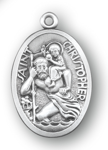 Sterling Silver Oval St. Christopher Medal