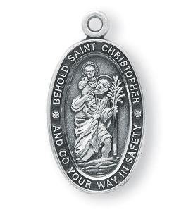 Sterling Silver Oval St. Christopher Medal
