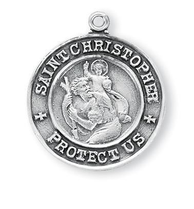 Sterling Silver Round St. Christopher Medal
