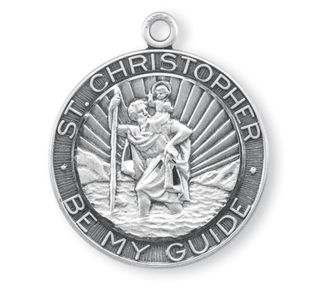 Sterling Silver Round St. Christopher Medal