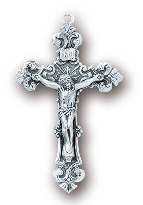 1 7/8-inch Sterling Silver Crucifix with 24-inch Chain