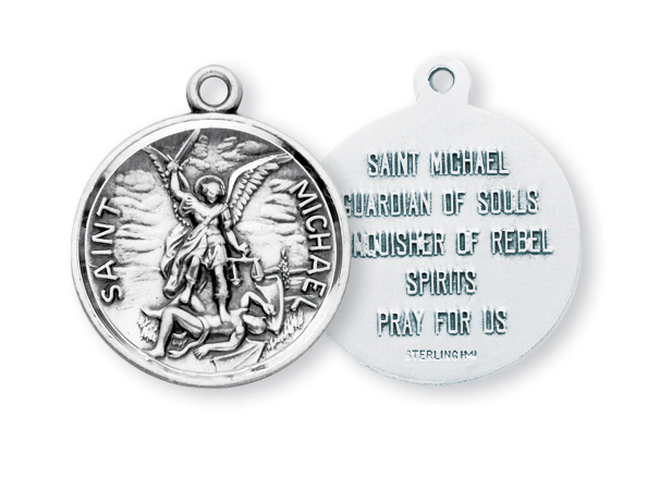 Sterling Silver Circular Shaped St. Michael Medal