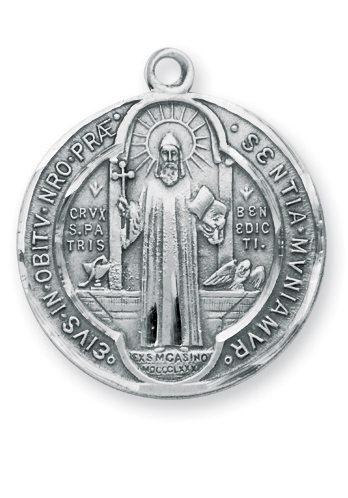 1 1/8-inch Sterling Silver St. Benedict Medal with 24-inch Chain