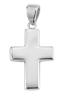1-inch Sterling Silver Wide Plain Cross with 18-inch Chain