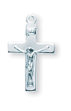 13/16-inch Sterling Silver Crucifix with 18-inch Chain