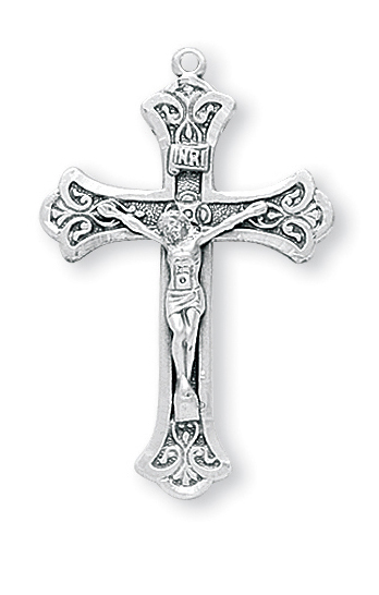 1 3/8-inch Sterling Silver Crucifix with 20-inch Chain