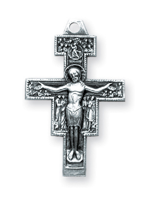 15/16-inch Sterling Silver San Damiano Crucifix with 18-inch Chain