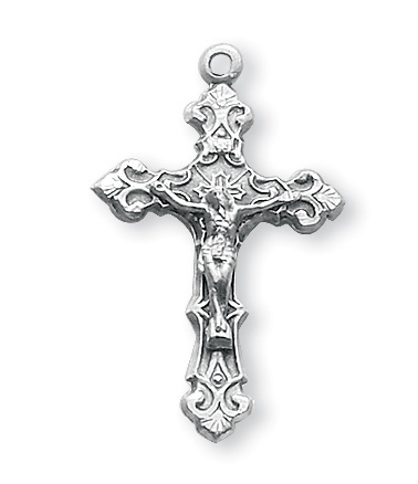 1 1/8-inch Sterling Silver Crucifix with 18-inch Chain
