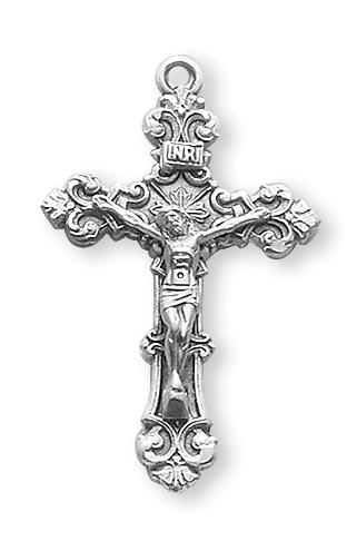 1 5/16-inch Sterling Silver Crucifix with 18-inch Chain
