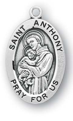 Sterling Silver Oval Shaped St. Anthony Medal