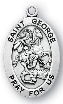 Sterling Silver Oval Shaped St. George Medal