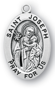 Sterling Silver Oval Shaped St. Joseph Medal