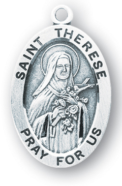 Sterling Silver Oval Shaped St. Therese Medal