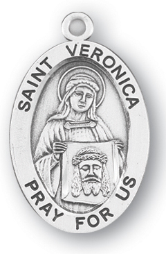 Sterling Silver Oval Shaped St. Veronica Medal